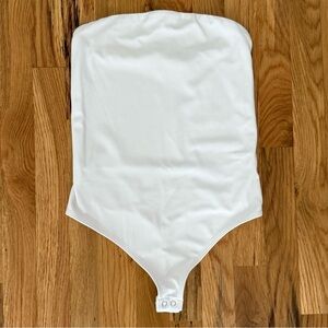 Express Body Contour High Compression White Strapless Tube Top Thong Bodysuit S
